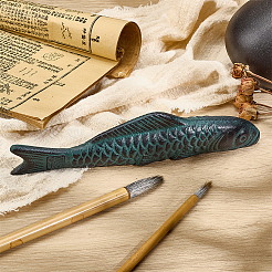 魚鉄中国書道ペーパーウェイトキャスト  ペーパーウェイトブラシホルダー  シーグリーン  190x25x41mm&nbsp;AJEW-WH0455-138