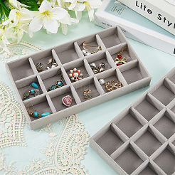 15 Grids Rectangle Wood Covered with Velvet Jewelry Trinket Display Trays&nbsp;AJEW-WH20054-062G-02
