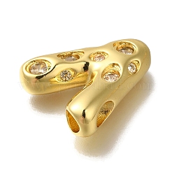 キュービックジルコニアペンダント付き真鍮  カドミウムフリー＆ニッケルフリー＆鉛フリー  V字  V字  19x17x6.5mm  穴：4mm&nbsp;KK-Q818-03V-G