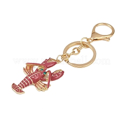 Lobster Shape Alloy Enamel & Rhinestone Pendant Keychain&nbsp;KEYC-P022-01G