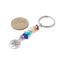 Chakra Natural Gemstone Chips Keychains&nbsp;KEYC-JKC00550-03