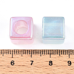 透明UVメッキアクリルビーズ  虹色の  キューブ  虹メッキ  ミックスカラー  12x12x12mm  穴：7mm&nbsp;OACR-I015-21