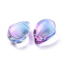 透明ガラスビーズ  トップドリルビーズ  ティアドロップ  スレートブルー  9x6x5mm  穴：1mm&nbsp;X-GGLA-M004-05A-09