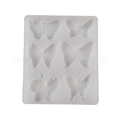 蝶のDIYキーチェーンペンダントシリコンモールド  UVレジン用  エポキシ樹脂工芸品作り  ホワイト  115x95x6mm&nbsp;LS-DIY-Q037-18B