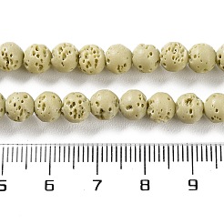 合成溶岩石染色ビーズ連売り  ラウンド  ベージュ  6~6.5mm  穴：1mm  約63個/連  15.16''（38.5センチメートル）&nbsp;G-H311-08A-01
