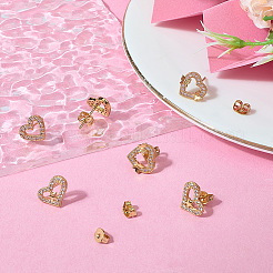 3 Pairs 3 Styles Brass Micro Pave Clear Cubic Zirconia Stud Earrings for Women&nbsp;EJEW-BBC0002-10