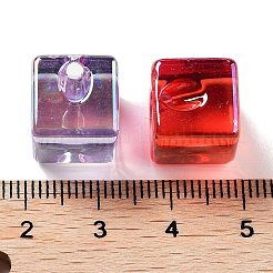 UVメッキ透明アクリルビーズ  虹色の  キューブ  ミックスカラー  12x12x12mm  穴：2.2mm&nbsp;MACR-K356-10