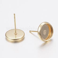 304ステンレススチールスタッドピアスセッティング  フラットラウンド  18KGP本金メッキ  トレイ：14mm  16x2mm  ピン：0.8mm&nbsp;X-STAS-H436-20E