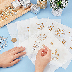 スノーフレーク 模様 ホットフィックス ラインストーン  ガラスラインストーンの装飾  クリスマス  ゴールデンロッド  215x150x1mm&nbsp;DIY-WH0430-205F