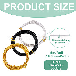 3 Rolls 3 Colors Round Aluminum Wire&nbsp;AW-TA0001-05