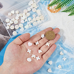 70個5スタイルの天然ホワイトシェルビーズセット  混合図形  8~12x10~12x2.5~3.5mm  穴：0.6~0.8mm  14個/スタイル&nbsp;BSHE-FH0001-03