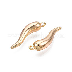 真鍮チャーム  豊饒の角  イタリアの角cornicello  カドミウムフリー＆ニッケルフリー＆鉛フリー  18KGP本金メッキ  20x5.5x4.5mm  穴：1.2mm&nbsp;KK-N216-359LG