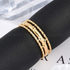女性用304ステンレススチールオープンカフリング  18KGP本金メッキ  5.5mm  調整可能&nbsp;RJEW-A056-03G