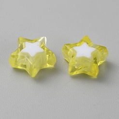 透明なアクリルビーズ  二層ビーズ  スター  きいろ  9x9.5x4mm  穴：2mm  約30個/袋&nbsp;TACR-CJC0002-03H