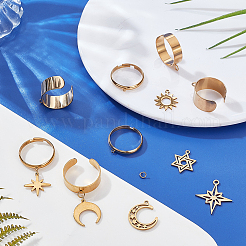 DIY Star Moon Sun Stainless Steel Charms Cuff Ring Making Kit&nbsp;DIY-SC0026-13G