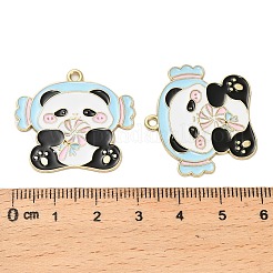 合金エナメルチャーム  ゴールドカラー  パンダチャーム  ライトスカイブルー  27x29.5x1mm  穴：1.8mm&nbsp;ENAM-G229-03G-04
