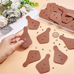 20セットの空白PUレザー衣類ラベル  リベットとリベットキャップ付き  服飾材料  菱形  サドルブラウン  83x52x1.5mm  穴：2~6x3.5mm&nbsp;DIY-NB0007-46