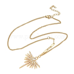 304 Stainless Steel Micro Pave Clear Cubic Zirconia Pendant Necklaces for Women&nbsp;NJEW-Z103-01G-06