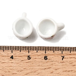 花柄プリントの磁器製3Dカップペンダント  ピンク  17.5x12.5x9.5mm  穴：2mm&nbsp;PORC-P036-01B
