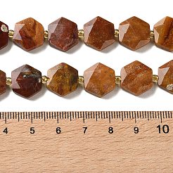 天然石ペトリファイドウッドビーズ連売り  ファセット六角形カット  六角  シードビーズで  12x13x5mm  穴：1mm  約27個/連  14.88~15.43インチ（37.8~39.2cm）&nbsp;G-H344-B03-01