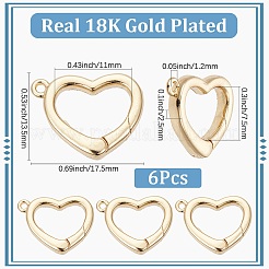 6Pcs Rack Plating Heart Brass Spring Gate Rings&nbsp;KK-SC0006-08