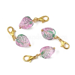 4Pcs Handmade Lampwork Strawberry Pendant Decorations&nbsp;HJEW-FS00041-03