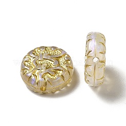 UVメッキアクリルビーズ  ゴールドライン入り  花とフラットラウンド  ゴールド  14x5.5mm  穴：1.2mm  約690個/500g&nbsp;MACR-J123-40