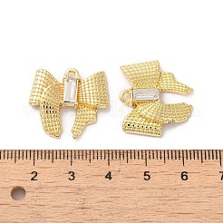 ラックめっき合金ペンダント  ラインストーン付き  蝶結び  ゴールドカラー  20.5x22x4mm  穴：1.6mm&nbsp;PALLOY-H142-01G