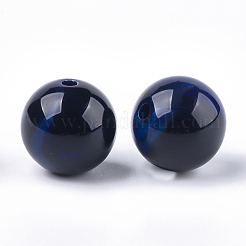 アクリルビーズ  天然石風  ラウンド  プルシアンブルー  13.5~14x13mm  穴：2mm  約330個/500g&nbsp;OACR-T008-11A-05