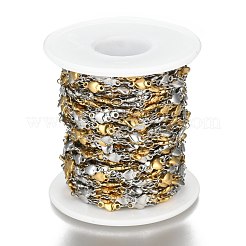 304ステンレススチールリンクチェーン  ハンダ付け  ハート  スプールで  ゴールデン·ステンレス鋼色  10x5~5.5x2mm  約32.8フィート（10m）/ロール&nbsp;STAS-P219-09GP-A