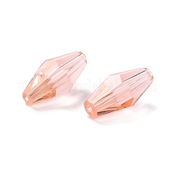 透明なk9ガラスビーズ  多面カット  双円錐形  ダークサーモン  8x4mm  穴：1mm&nbsp;GLAA-G078-A-10