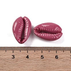 ベーキングペイント、タカラガイの貝殻ビーズ  穴なし/ドリルなし  暗赤色  14.5~22x9~15.5x6~9.5mm&nbsp;SSHEL-M023-01J