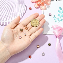 10本5色真鍮マイクロパヴェキュービックジルコニアペンダント  立方体のチャーム  ミックスカラー  9x7x4.5~5mm  穴：1mm  2個/カラー&nbsp;KK-CJ0003-71
