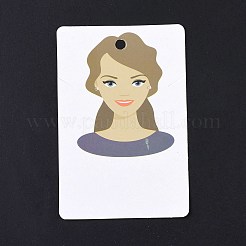 紙のピアスディスプレイカード  イヤリングホルダーカード  女の子の模様と長方形  ダークカーキ  9x6x0.03cm  穴：5mmと1mm&nbsp;DIY-B061-04C