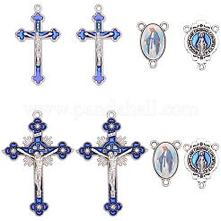 20Pcs 4 Styles DIY Blue Rosary Alloy Enamel Pendant and Link Findings Kits&nbsp;FIND-SC0021-26