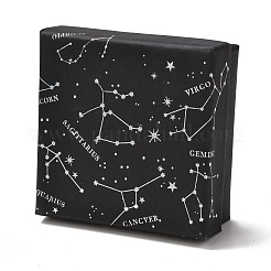 厚紙ジュエリー包装箱  内部のスポンジ  リング用  小さな時計  ネックレス  イヤリング  ブレスレット  星座模様  7.3x7.3x3.1cm&nbsp;CON-B003-01B-01