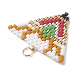 手作りミユキデリカシード織機模様  304ステンレススチールの丸カン付き三角形ペンダント  カラフル  21x25x1.8mm  穴：2.5mm&nbsp;PALLOY-MZ00172