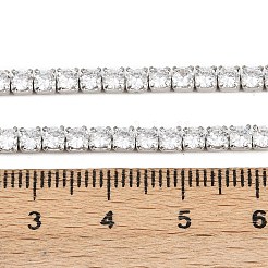 スターリングシルバーのクリアキュービックジルコニアチェーン925本  テニスブレスレットネックレス作り用  プラチナメッキ  3x3mm&nbsp;STER-C016-02B-P02