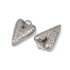 304ステンレスペンダント  ハートチャーム  ステンレス鋼色  18.5x12x4mm  穴：2.2mm&nbsp;STAS-A129-10P