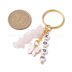 Alloy Enamel Acrylic with Natural Rose Quartz Keychain&nbsp;KEYC-JKC00806-03