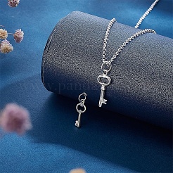 スターリングシルバーペンダント4個、2スタイル  丸カン付き  キーホルダーキー  銀  14.5~19.5x6.8~7.5x1.5mm  穴：2.8~3.5mm  2個/スタイル&nbsp;STER-PH0002-84