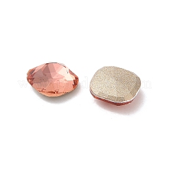 ガラスラインストーンカボション  ポイントバック＆バックメッキ  多面カット  正方形  パパラチャ  7x7x3mm&nbsp;RGLA-P037-07B-D262