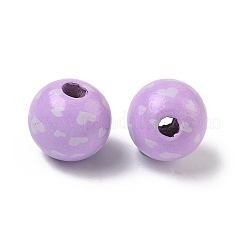 Valentine's Day Spray Painted & Printed Wood European Beads&nbsp;WOOD-L023-03F