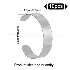 10Pcs 304 Stainless Steel Open Cuff Bangles&nbsp;BJEW-GO0001-02B