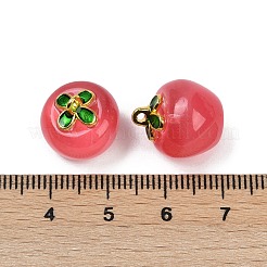 透明なガラスのリンゴのペンダント  エナメル  焼き付け塗料  インディアンレッド  15.5x14x14mm  穴：1.2mm&nbsp;DGLA-E004-16D