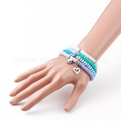 4Pcs 4 Styles Polymer Clay Heishi Beads Stretch Bracelets Sets&nbsp;BJEW-JB05903