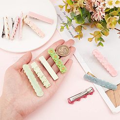 16個 12スタイル ファッション アクリル ワニ口ヘアクリップ  女の子のためのヘアアクセサリー  花と星と長方形  ミックスカラー  53~66.5x10~15x4.5~14mm&nbsp;PHAR-CA0001-003