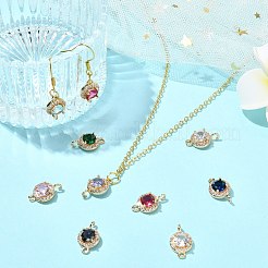 10Pcs Light Gold Plated Brass Pave Cubic Zirconia Connector Charms&nbsp;KK-CJ0002-26