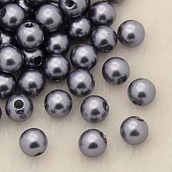 パール調アクリルビーズ  染め  ラウンド  グレー  16x15.5mm  穴：2mm  約250個/ポンド&nbsp;PL614-09