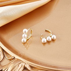 Triple Shell Pearl Beaded Hoop Earrings&nbsp;JE1001A